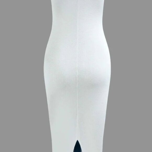 NWT MICAS Colorblock V-neck Ribbed Split Maxi Dress (M) - Picture 3 of 7